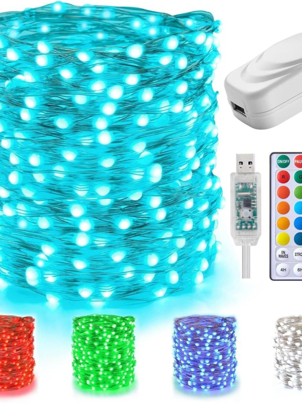 Color Changing Fairy String Lights: 66 Feet 200 Led Waterproof Twinkle Lights wi